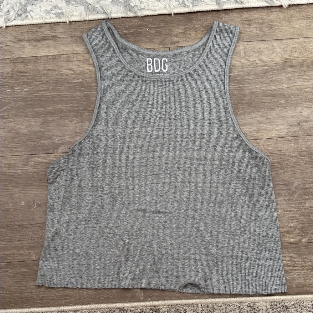 BDG Heather Gray Ribbed Cropped Tank